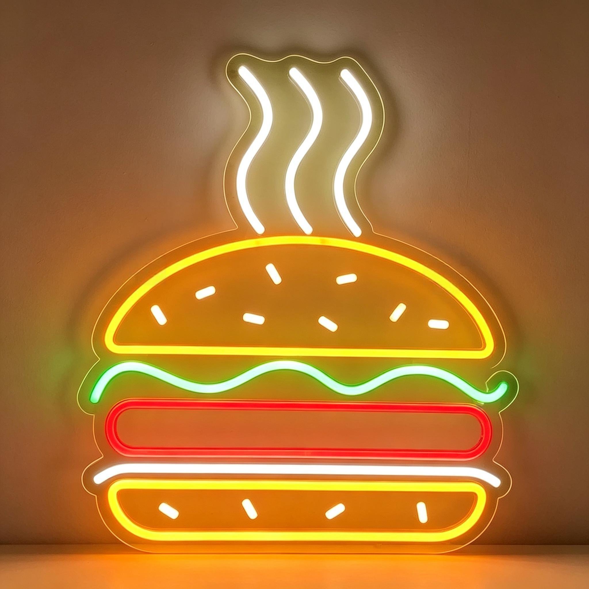 Steaming Hamburger LED Neon Sign