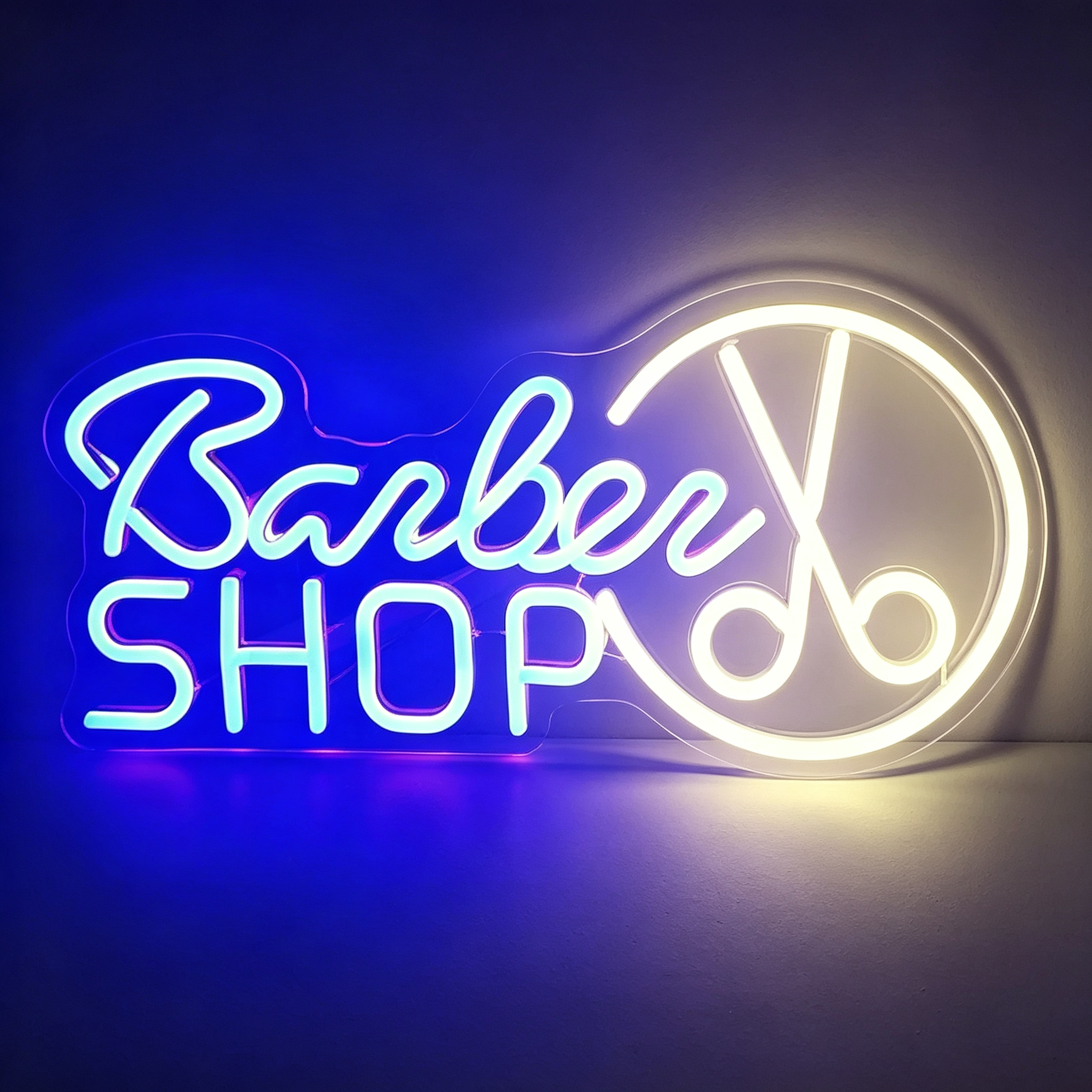 Barber Shop With Scissors Logo LED Neon Sign
