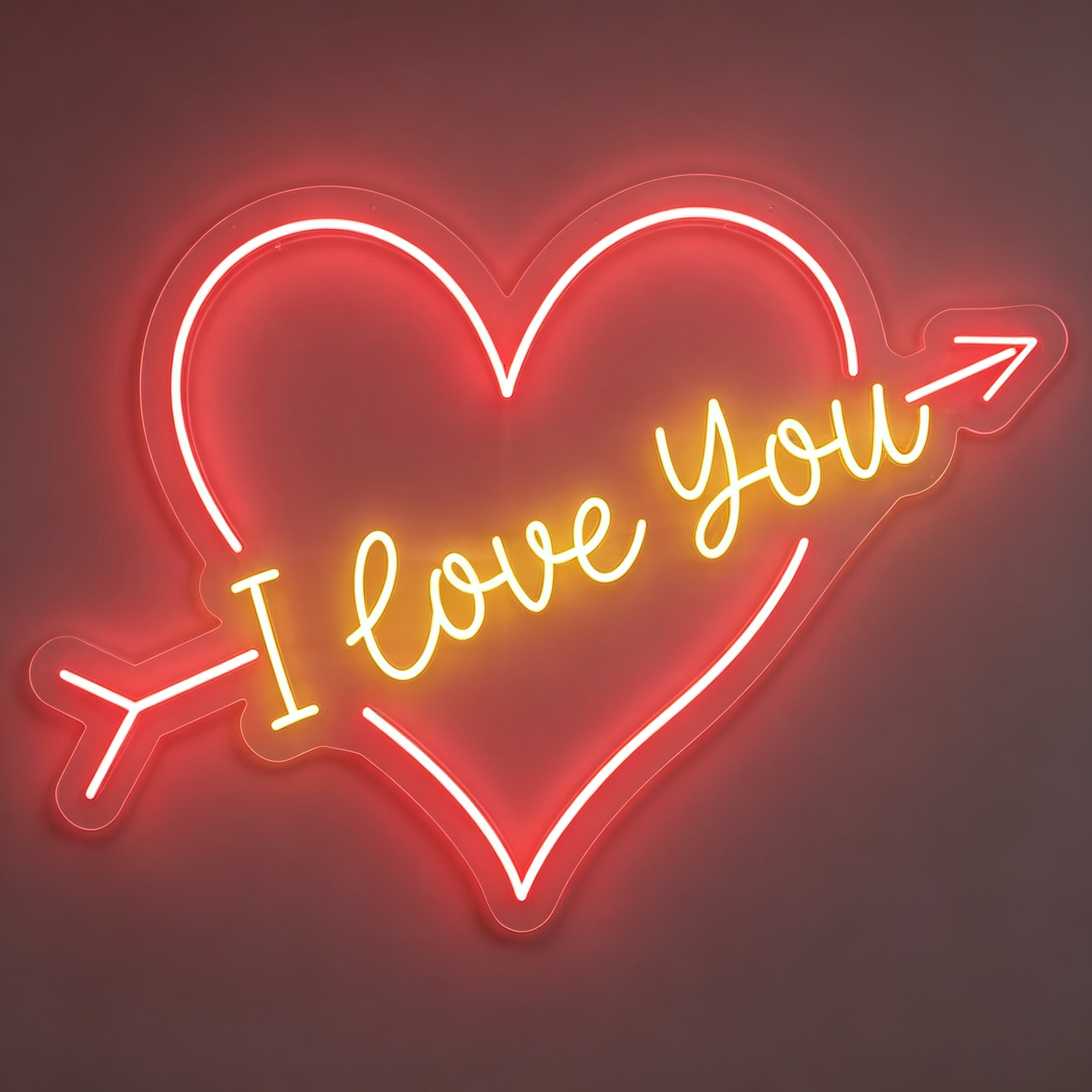 I Love You Heart with Arrow Romantic Neon Sign