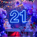 Electric Blue "21" Coming-of-Age Birthday Number LED Neon Sign