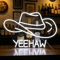 Yeehaw With Cowboy Hat Outline LED Neon Sign