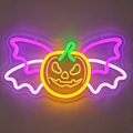 Jack-o'-lantern with Bat Wings Halloween Neon Sign