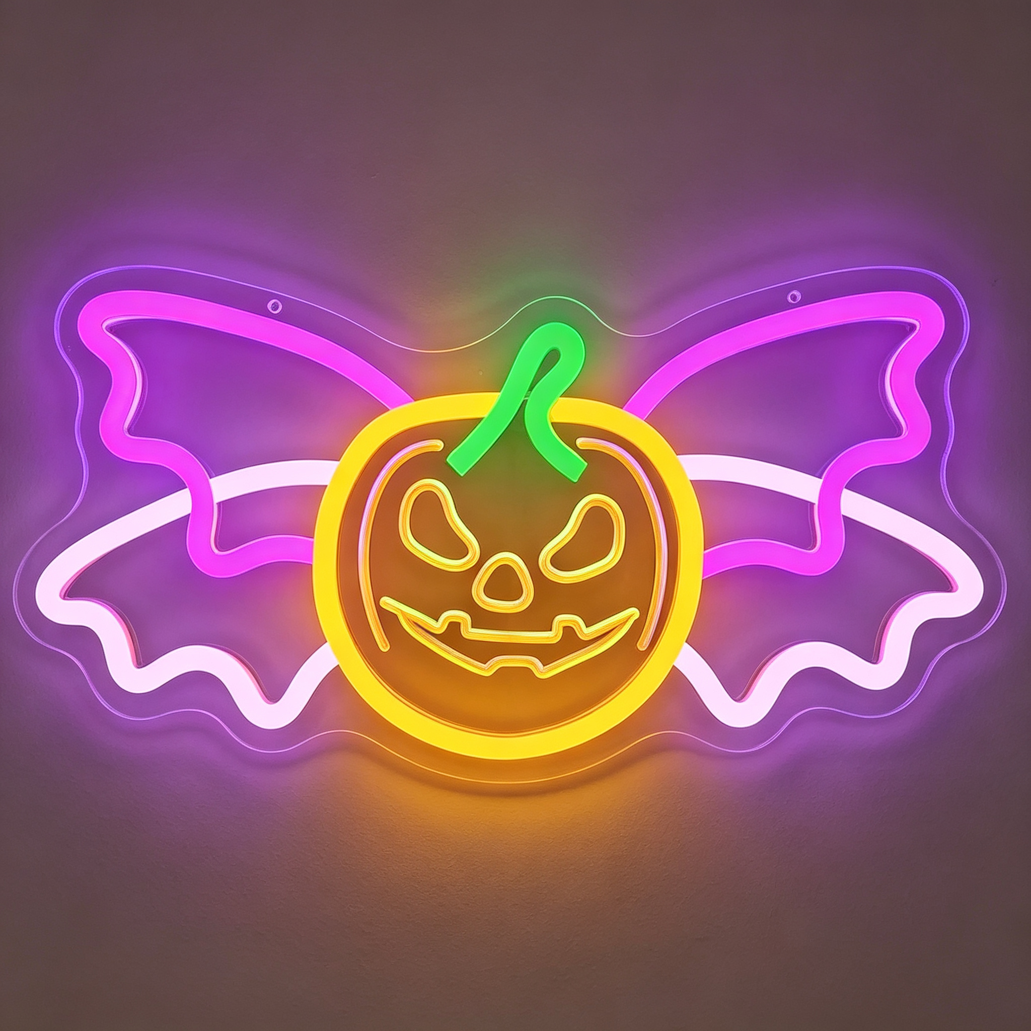 Jack-o'-lantern with Bat Wings Halloween Neon Sign