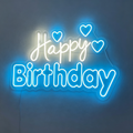 Happy Birthday Two-Tone with Heart Accents Neon Sign