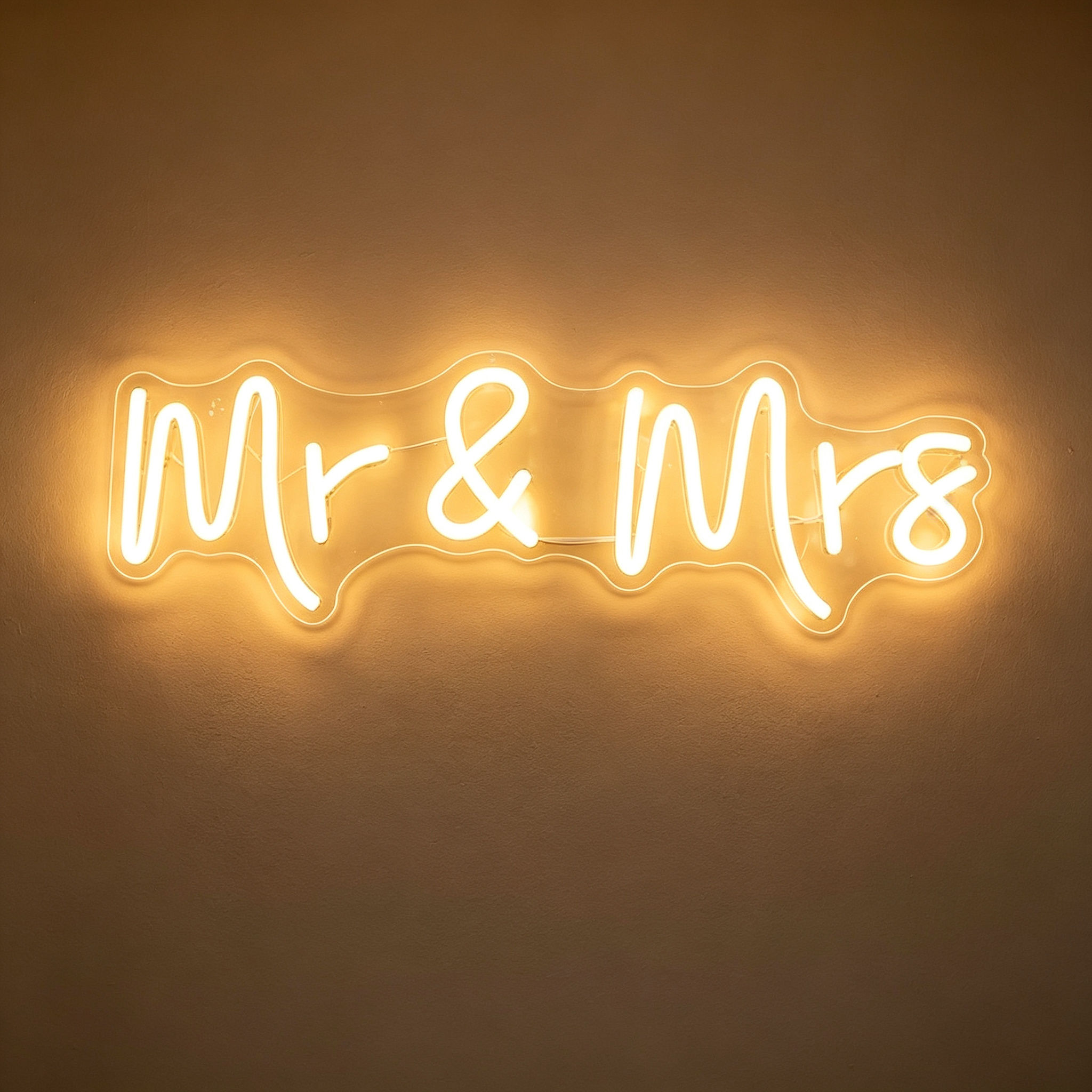 Mr & Mrs Warm Golden Wedding Neon Sign