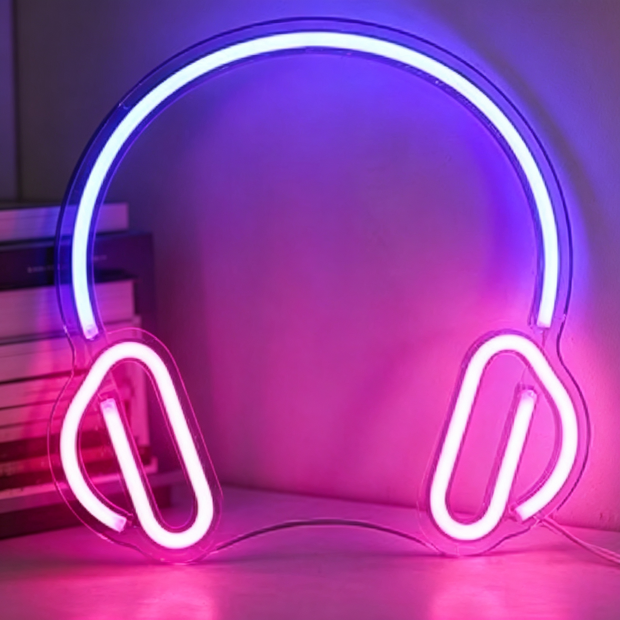 Over-Ear Headphones Outline LED Neon Sign