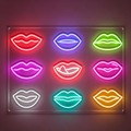 Multi-Color 9 Lip Shapes Grid Pop Art LED Neon Sign