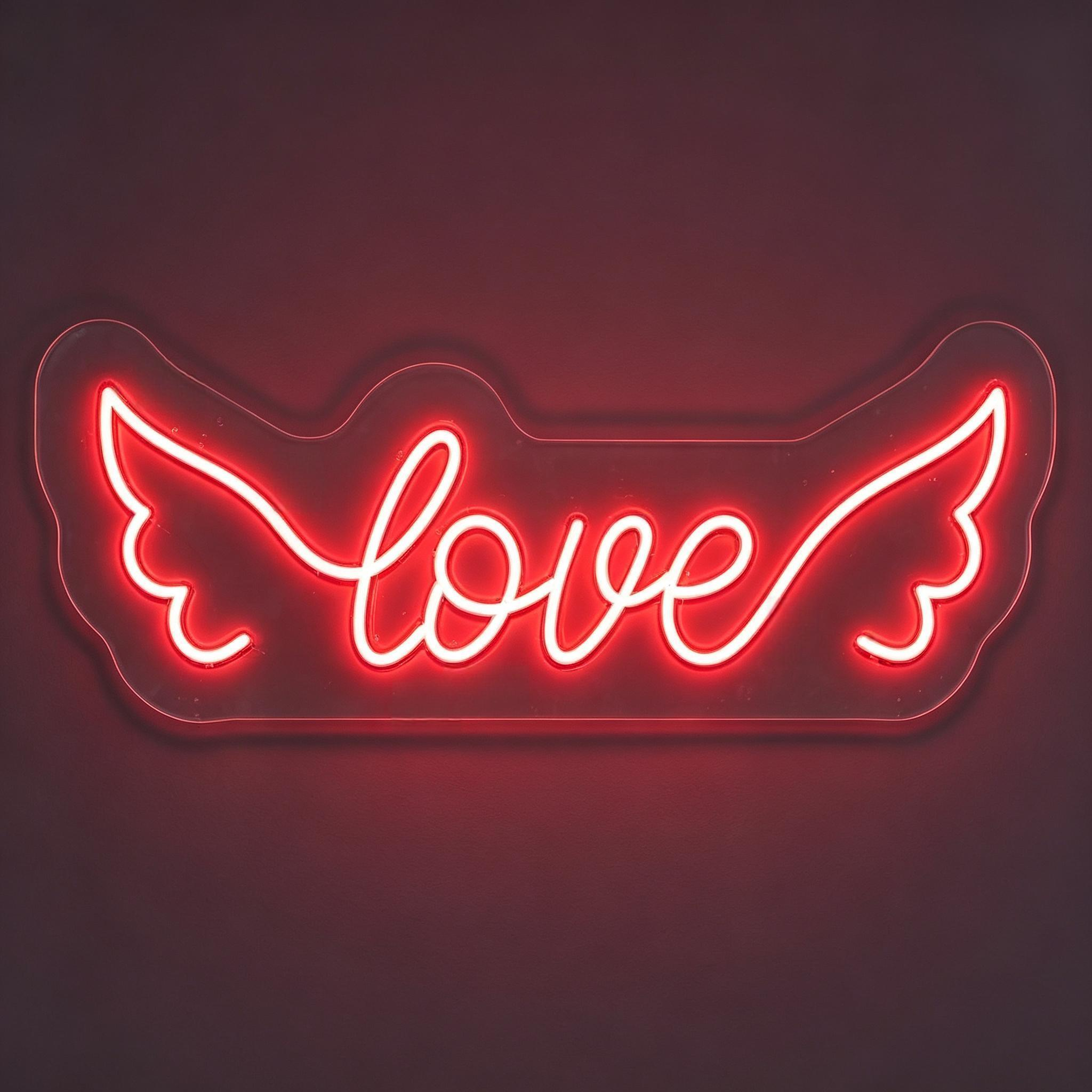 Love With Angel Wings LED Neon Sign