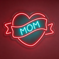 Mom Heart Banner Neon Sign