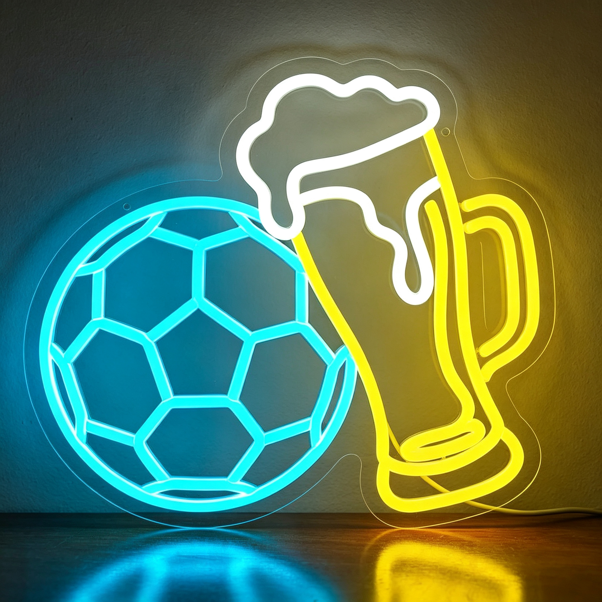 Football & Beer Mug Neon Sign