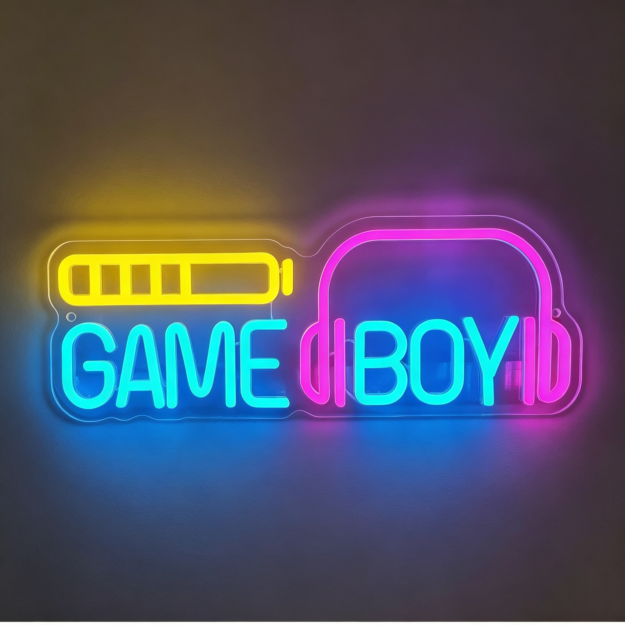 Game Boy with Headphones Neon Sign