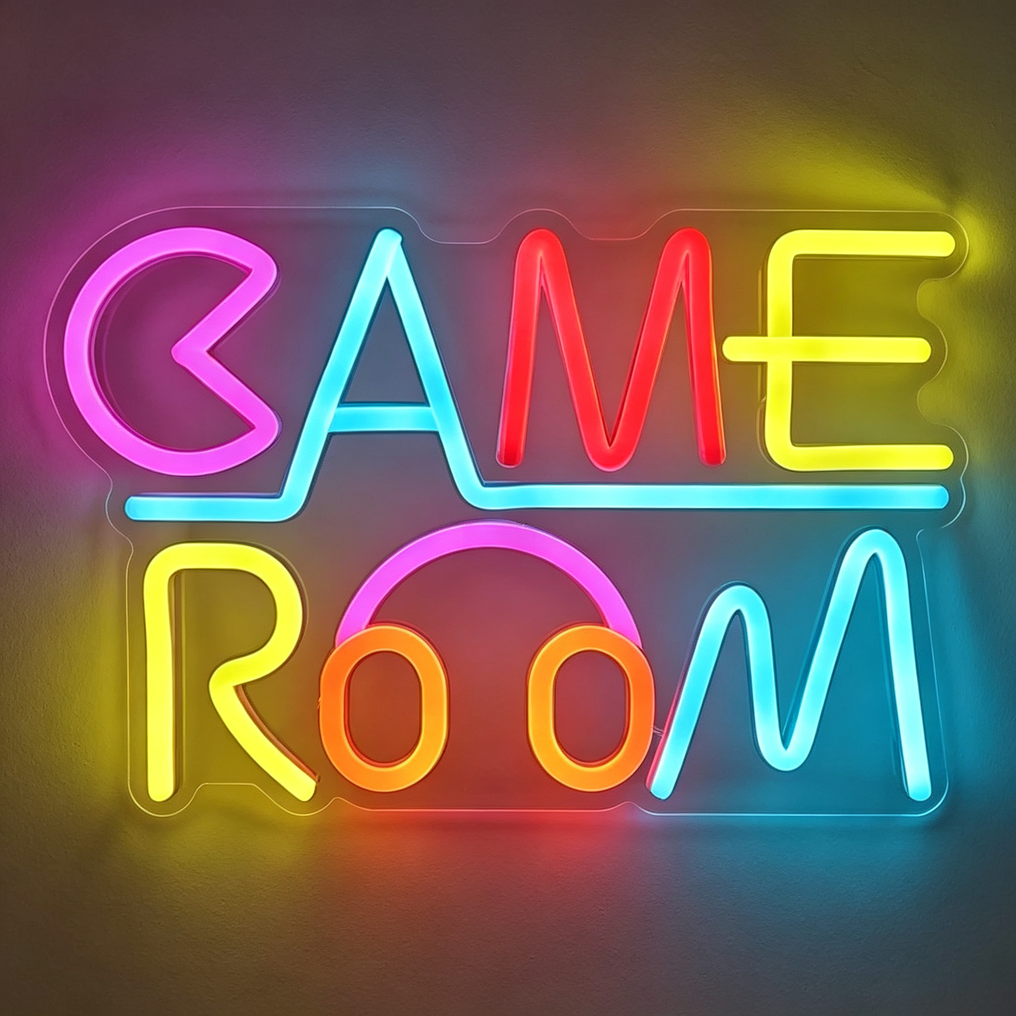 Game Room Connected Rainbow Letters Neon Sign