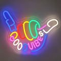Good Vibes Thumbs Up Hand Rainbow Neon Sign
