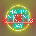 Happy Mother's Day Circular Badge Neon Sign