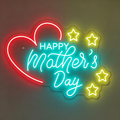 Happy Mother's Day Half Heart with Stars Neon Sign