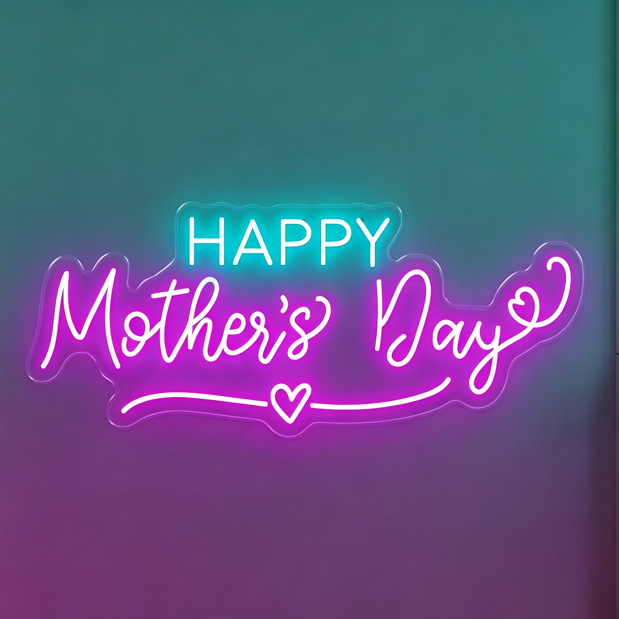 Happy Mother's Day Flowing Script Neon Sign