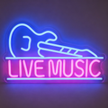 Live Music Electric Guitar Silhouette Neon Sign