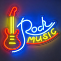 Rock Music with Electric Guitar Neon Sign