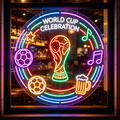 World cup Celebration and football wine glass design Neon sign